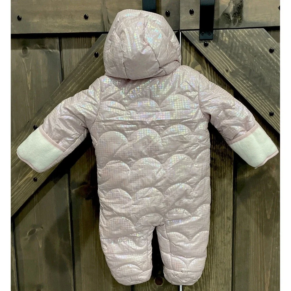 NWOT Kensiegirl Shiny Gingham Pink‎ Zip Baby Snowsuit Infant Size 3-6 Month